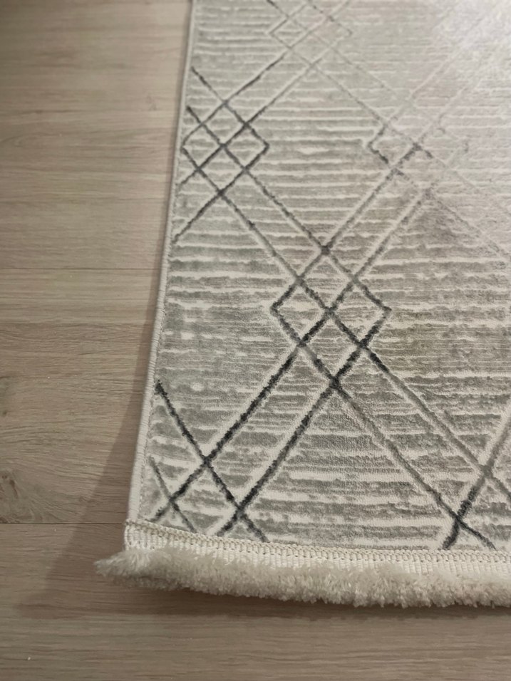 Gri Desenli Halı 80*100 havada az miktarda ezme vardır - Görsel 3