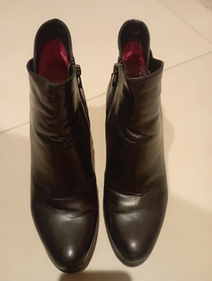 Siyah Deri Stiletto Topuklu Bot - Görsel 2