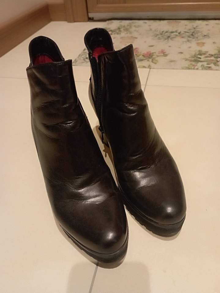 Siyah Deri Stiletto Topuklu Bot - Görsel 4