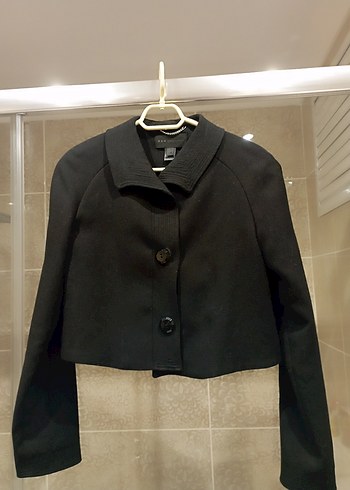 Mango Siyah Düğmeli Midi Kadın Klasik Yün Kaban - Görsel 4