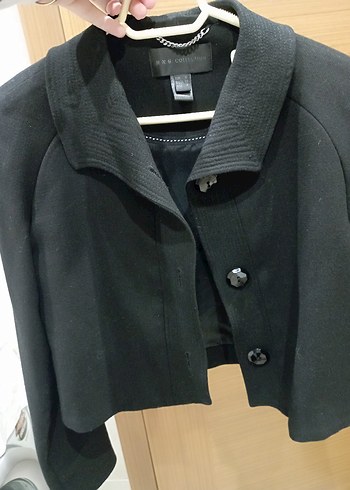 Mango Siyah Düğmeli Midi Kadın Klasik Yün Kaban - Görsel 6