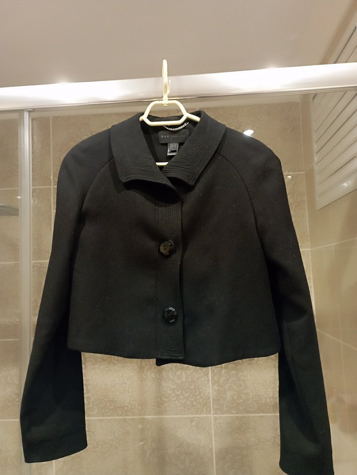 Mango Siyah Düğmeli Midi Kadın Klasik Yün Kaban - Görsel 4