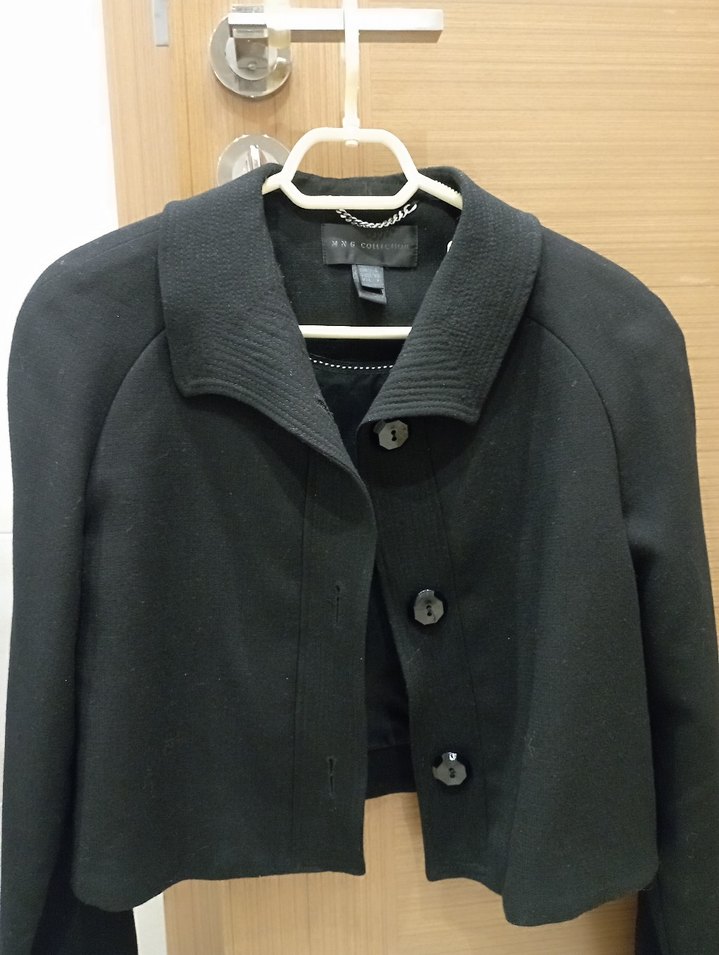 Mango Siyah Düğmeli Midi Kadın Klasik Yün Kaban - Görsel 5