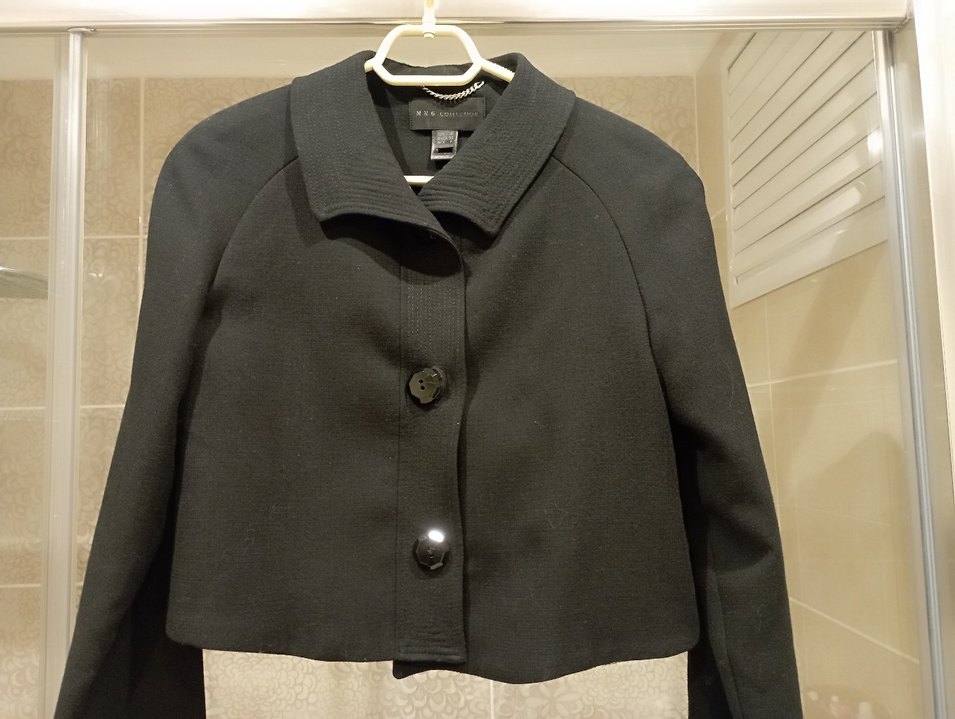 Mango Siyah Düğmeli Midi Kadın Klasik Yün Kaban - Görsel 3