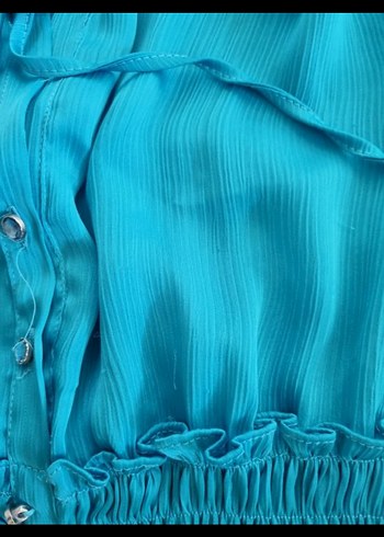 Mavi şifon bluz - Görsel 4