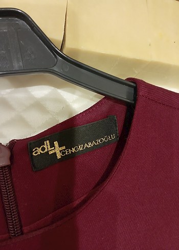 Bordo Drapeli Midi Klasik Kadın Elbise - Görsel 4