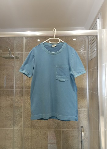 Diğer Mavi Denim Erkek Kısa Kollu Tişört