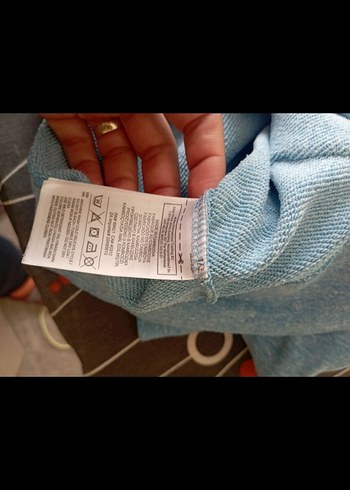 s Beden mavi Renk Reebok Mavi Denim Fermuarlı Kapüşonlu Sweatshirt