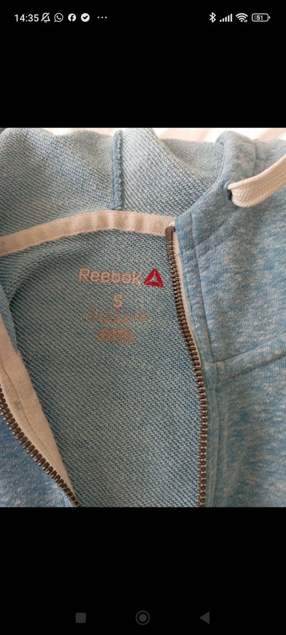 Reebok Mavi Denim Fermuarlı Kapüşonlu Sweatshirt - Görsel 3