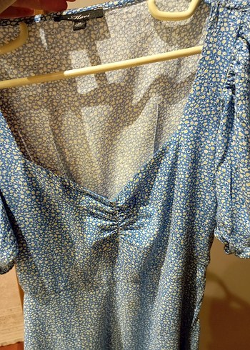 Mavi Marka çiçekli V Yaka Uzun Bohem Elbise - Görsel 5