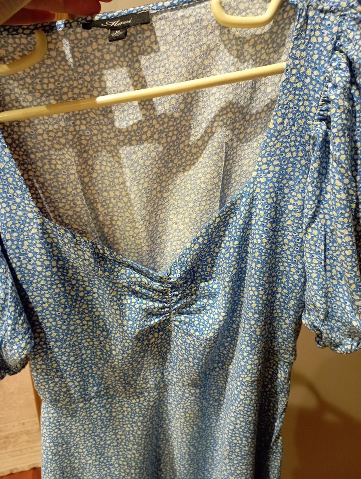 Mavi Marka çiçekli V Yaka Uzun Bohem Elbise - Görsel 5