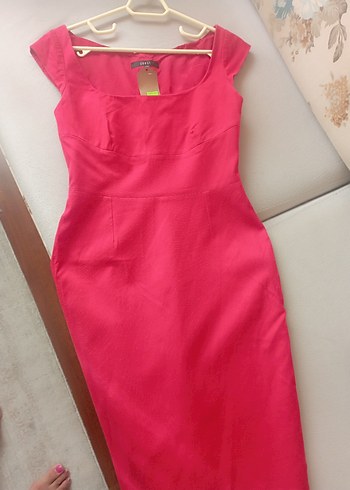 S beden Kırmızı Midi Kalem Kadın Elbise - Görsel 7