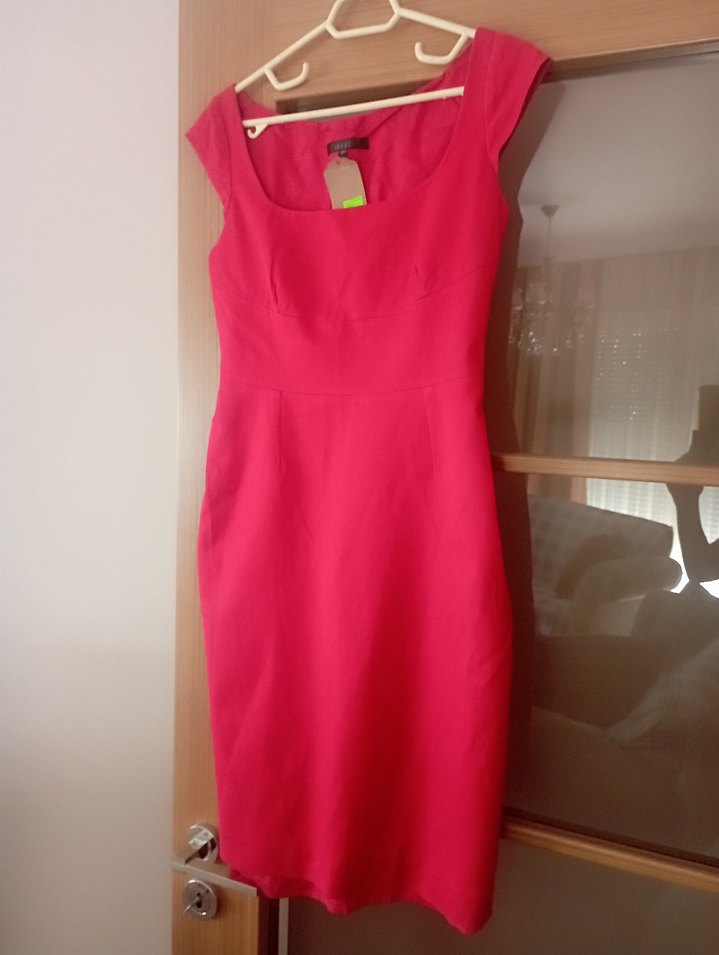 S beden Kırmızı Midi Kalem Kadın Elbise - Görsel 4