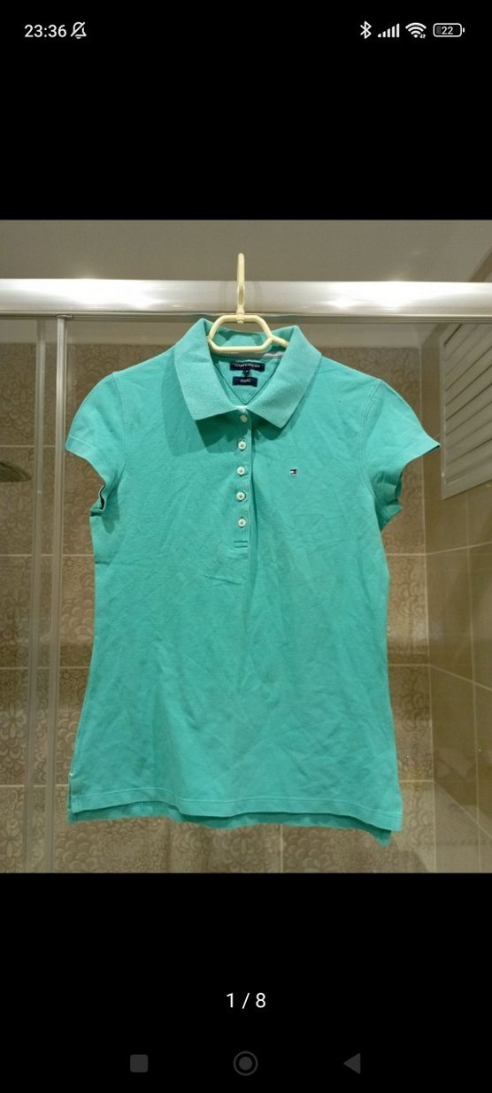 Tommy hilfiger Yeşil Koton Polo Tişört - Görsel 4