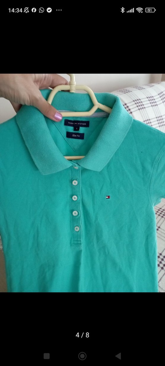 Tommy hilfiger Yeşil Koton Polo Tişört - Görsel 2