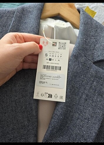 s Beden gri Renk Zara Vatkalı Blazer Ceket 