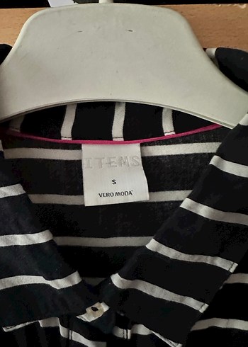 Vera Wang Düğmeli Siyah Beyaz Çizgili Kadın Gömlek