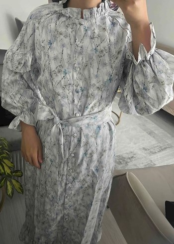 Kadın Beyaz Pamuklu Uzun Bohem Elbise - Görsel 3