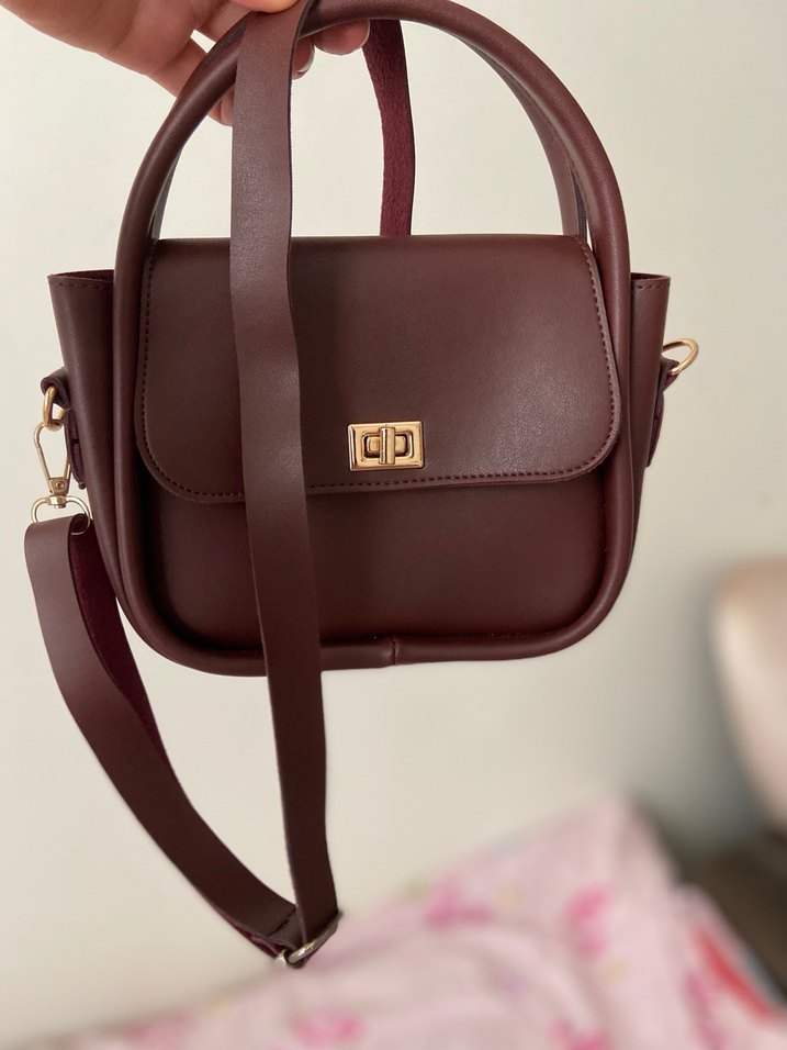 Deri bordo çanta - Görsel 4