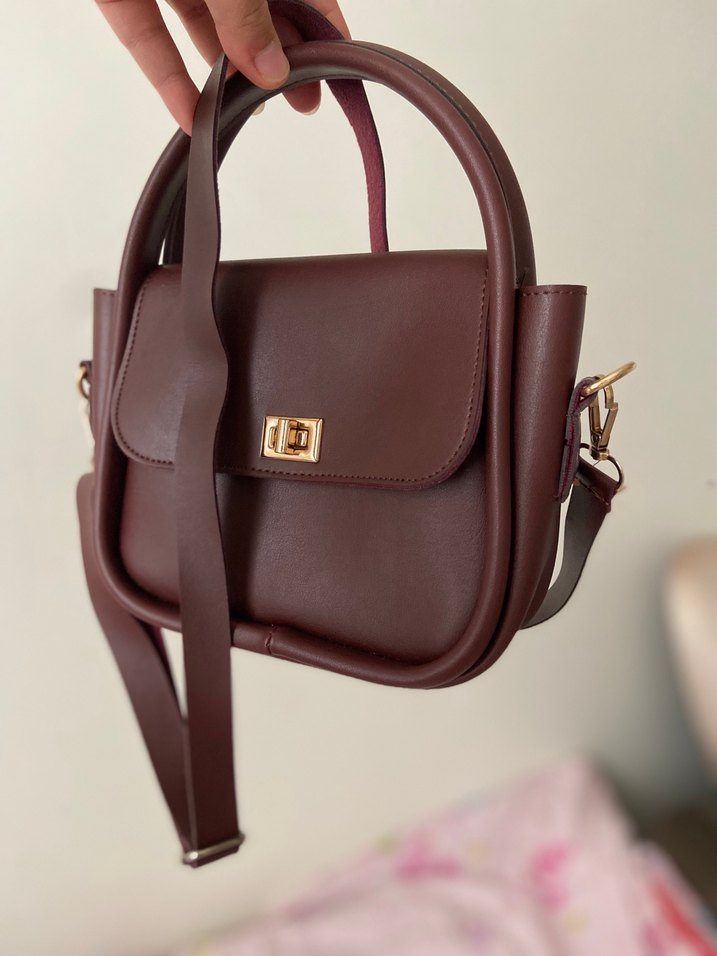 Deri bordo çanta - Görsel 3