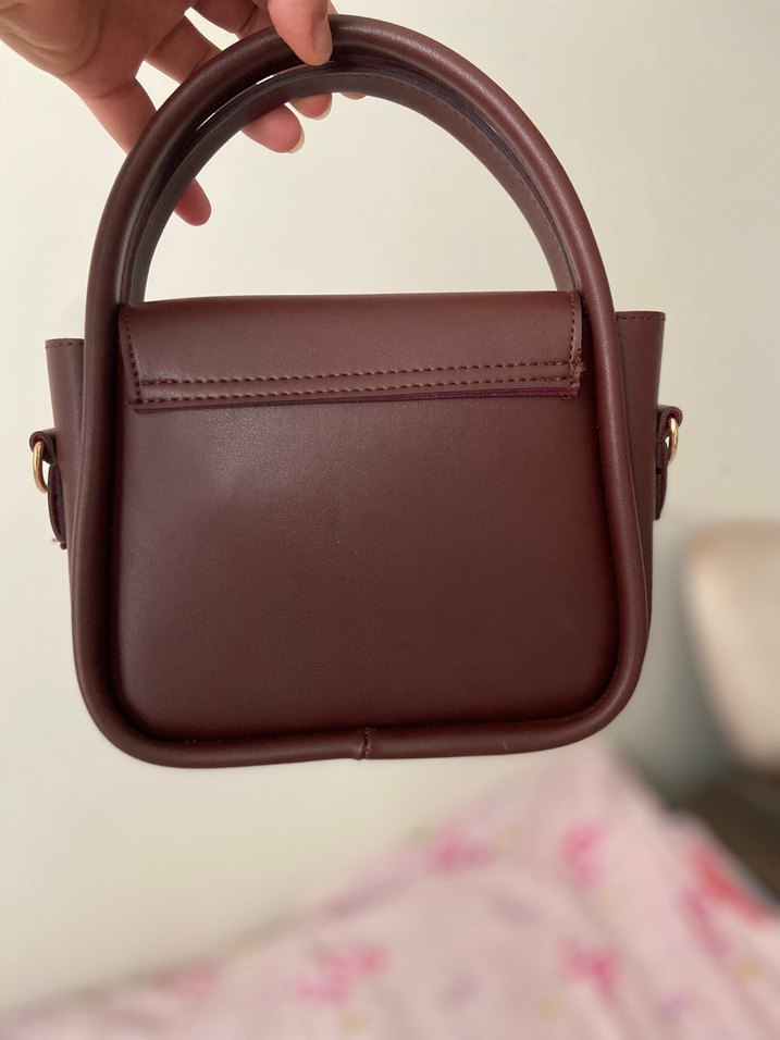 Deri bordo çanta - Görsel 2