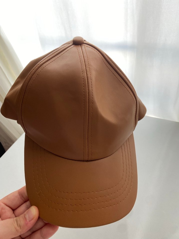 Kahverengi deri Kadın Şapka - Görsel 3