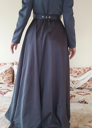 Gri Uzun Dökümlü Gotik Kadın Etek