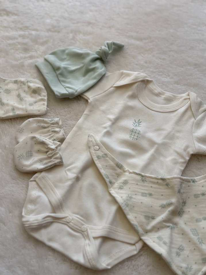 Yeşil Pamuk Bebek Hastane Çıkışı Seti - Görsel 5