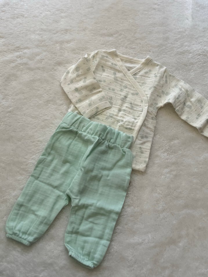 Yeşil Pamuk Bebek Hastane Çıkışı Seti - Görsel 2