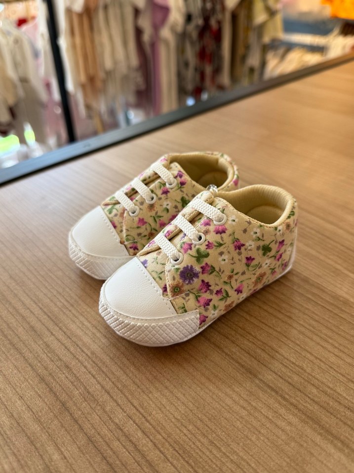 Kızlar için Çiçek Desenli İlk Adım Ayakkabısı - Görsel 2
