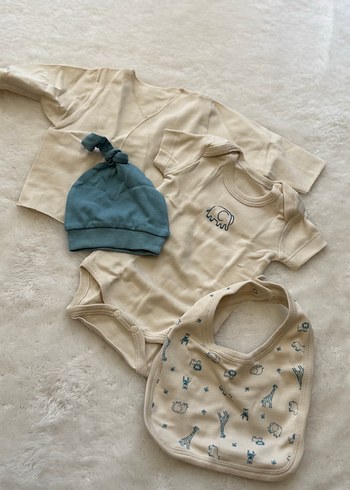 Mavi Baskılı Pamuklu Bebek Erkek hastane çıkışı - Görsel 4