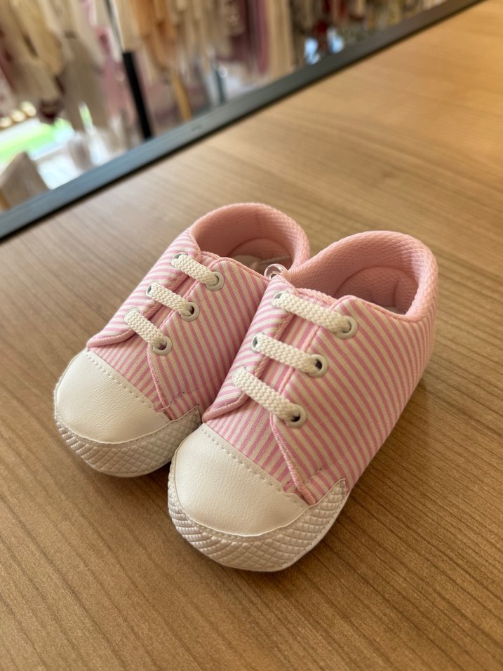 Kız Bebek Pembe Çizgili İlk Adım Ayakkabısı - Görsel 2