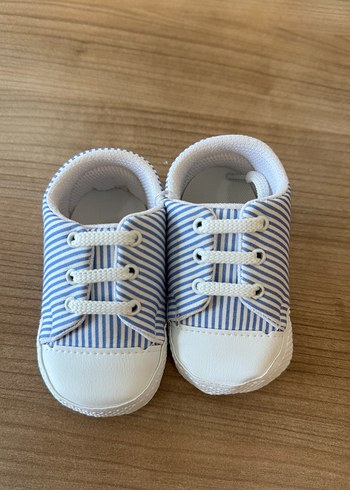 Mavi Çizgili Erkek Bebek İlk Adım Ayakkabısı