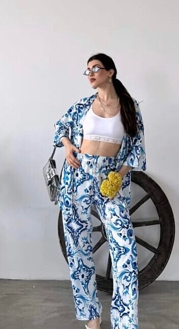 Mavi Beyaz Kimono Takım