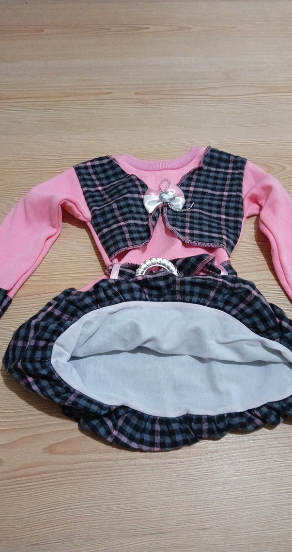 Pembe Kemerli Uzun Kollu Kız Elbisesi - Görsel 2