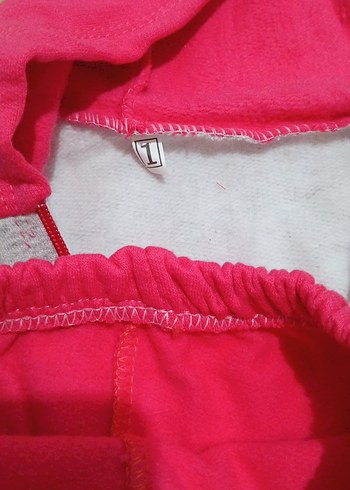 Pembe Kapüşonlu içi şardonlu Kız Bebek Takımı - Görsel 3