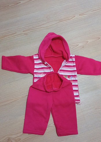 Pembe Kapüşonlu Uzun Kollu Bebek Kıyafet Takımı - Görsel 2