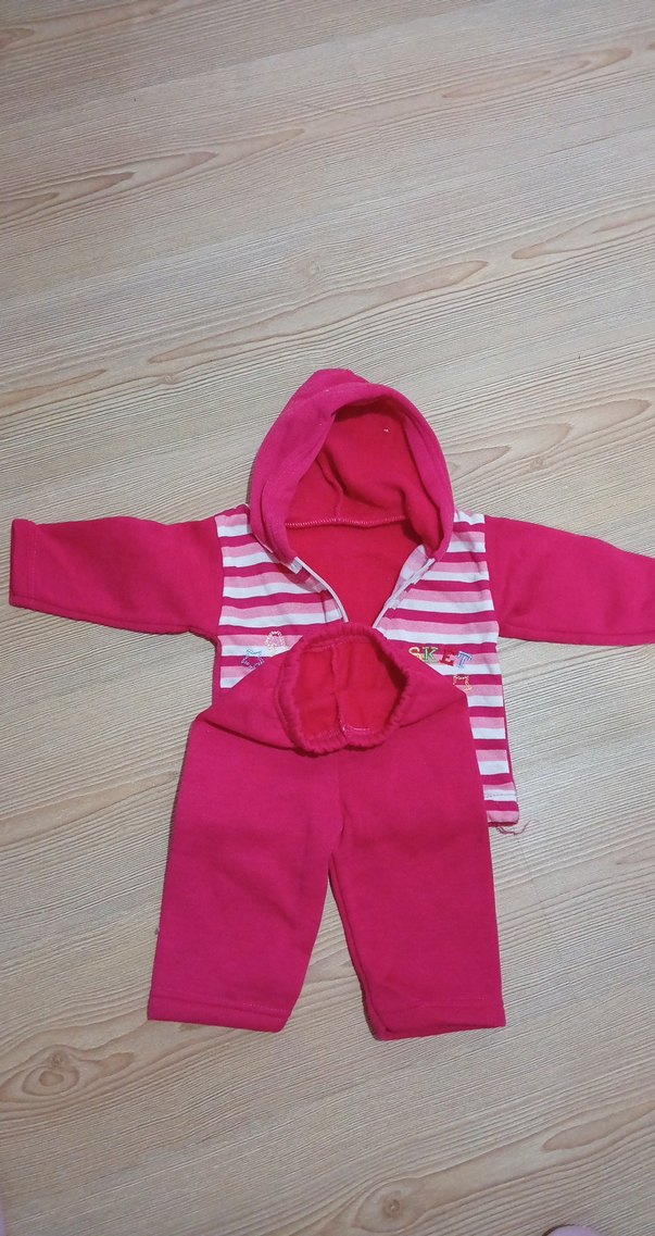 Pembe Kapüşonlu Uzun Kollu Bebek Kıyafet Takımı - Görsel 2