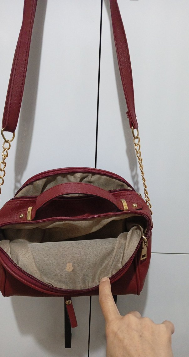 Bordo Zincir Detaylı Kadın Çanta - Görsel 2