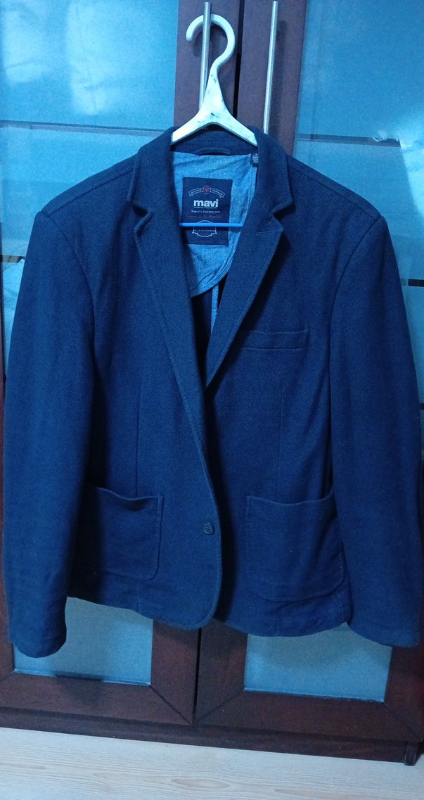 Mavi Erkek Düz Desen Ceket - Görsel 5