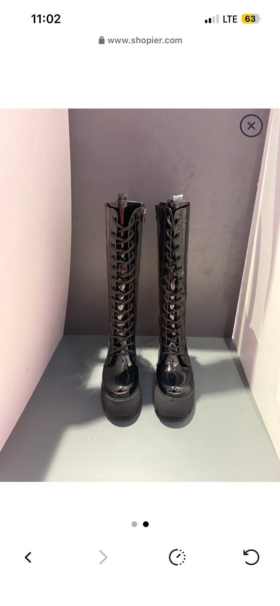 Siyah Kamuflaj Desenli Siyah Platform Topuklu Metal Bot - Görsel 2