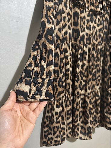 m Beden Leopar Mini Elbise
