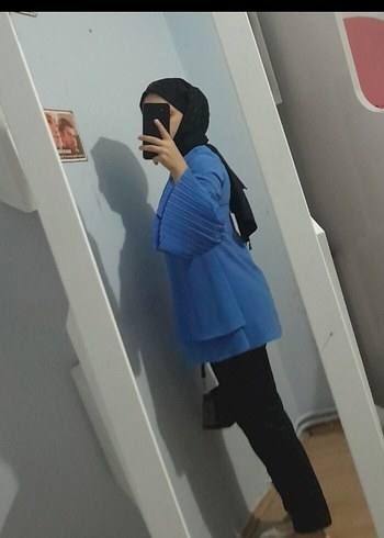 36 Beden mavi Renk Mavi Piliseli Midi Kadın Tunik