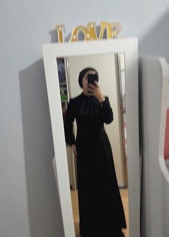 Diğer Siyah Uzun Kol Silky Gotik Elbise