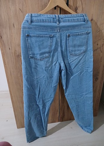 38 Beden Mavi Loose Fit Midi Denim Kadın Jean