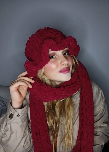 Bordo Bere ve Atkı - Görsel 2