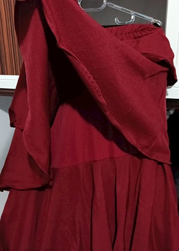 Zara Bordo Fırfırlı Midi Bohem Etek