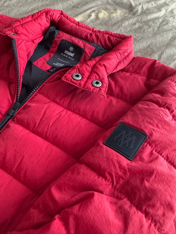 Fermuarlı Kırmızı Erkek Kışlık Mont - Görsel 3