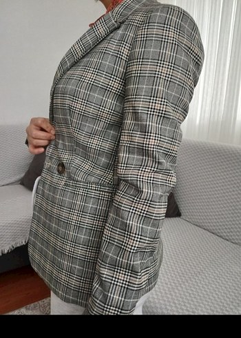 Koton Gri Ekose Klasik Blazer Ceket