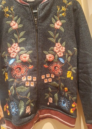 zara Nakışlı Bohem genç kız Ceket - Görsel 7